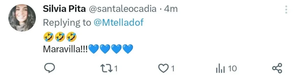 silvia pita tweeted with blue 💙 heart